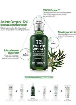 Histolab azulene complex ampoule 72% к - онцентрат с комплексом азулена 72% для проблемной и жирной кожи1 фото