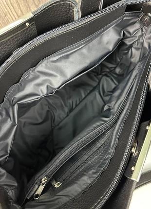 Женская замшевая сумка черная классическая7 фото