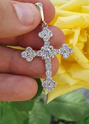 Хрестик з фіанітами з срібла
