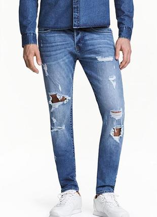 Оригинальные джинсы-trashed skinny от бренда h&m 0427159008 разм. 30-32