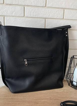 Большая женская замшевая сумка формат а4 мешок рептилия черная2 фото