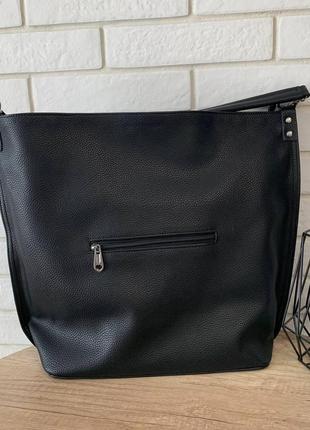 Большая женская замшевая сумка формат а4 мешок рептилия черная8 фото