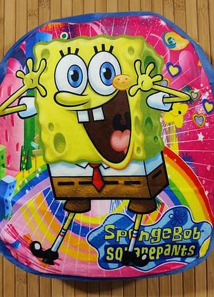 Дитячий плюшевий рюкзак "губка боб" для хлопчика до 7 літрів розмір 33х29х7 см колір синій