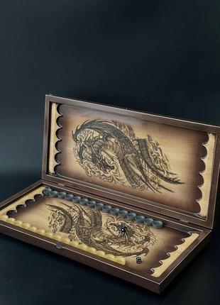 Нарди дерев'яні "велич дракона": подарунок для поціновувачів ексклюзивних ігор, 50×23 см, арт.1930023 фото