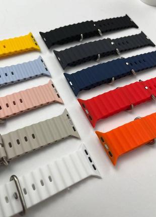 Силіконовий ремінець для smart watch ocean band 42/44/45/49 (бордовий)6 фото