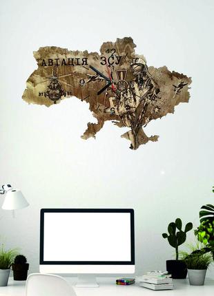 Деревянные настенные часы с подсветкой "авиацыя зсу"6 фото