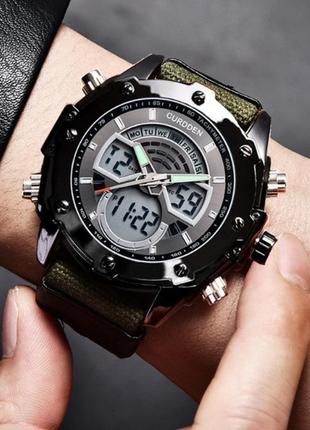 Армейские мужские наручные часы на тканевом ремешке, прочные военные часы с подсветкой секундомером будильник7 фото