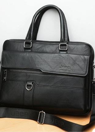 Мужская сумка для ноутбука jeep эко кожа портфель для планшета документов папок а43 фото