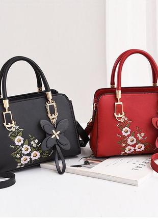 Женская мини сумочка с вышивкой цветами, маленькая женская сумка с цветочками