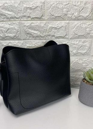 Женская мини сумочка на плечо эко кожа черная, качественная классическая маленькая сумка для девушек5 фото