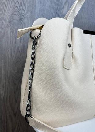 Жіноча сумка на плече є шкіра люкс-якість. модна сумочка для жінок класична молочний6 фото
