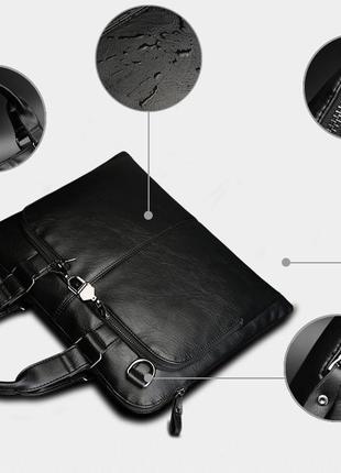 Чоловічий діловий портфель для документів шкіра пу, стильна чоловіча сумка формат а4 для ноутбука6 фото