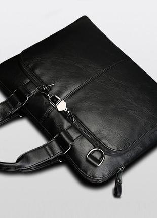 Чоловічий діловий портфель для документів шкіра пу, стильна чоловіча сумка формат а4 для ноутбука5 фото