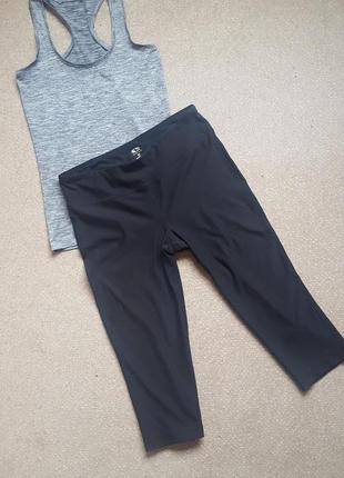 Черные качественные спортивные лосины капри