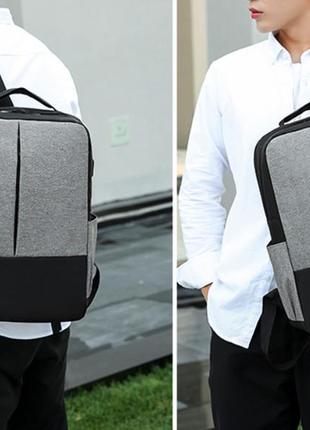 Мужской набор городской рюкзак тканевый + мужская сумка планшетка + кошелек клатч6 фото