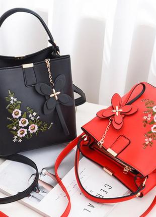 Женская мини сумочка с вышивкой цветами, маленькая женская сумка с цветочками1 фото