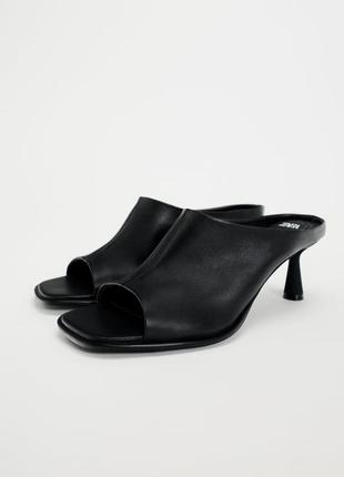 Кожаные мюли zara 3314/3101 фото