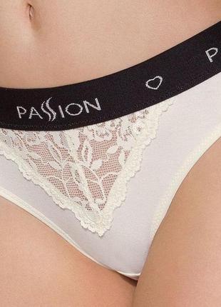 Трусики с широкой резинкой и кружевом passion ps001 panties m экрю ( so4164 ) feromon