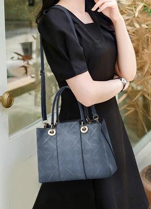 Модна жіноча сумочка екошкіра, стильна сумка на плече синій3 фото