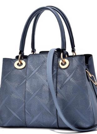 Модна жіноча сумочка екошкіра, стильна сумка на плече синій4 фото