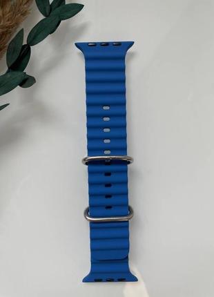 Силіконовий ремінець для smart watch ocean band 42/44/45/49 (синій)5 фото