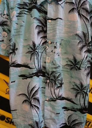 Винтажная теннисная гавайский принт (пляж,пальмы,цветы,остров) свободный крой10 фото