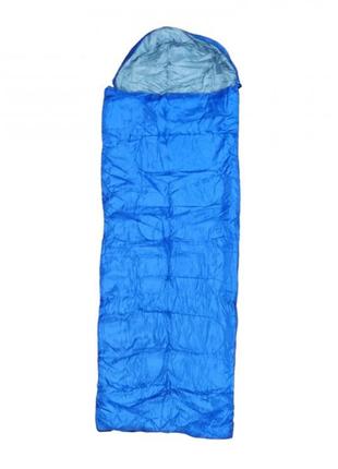Спальний мішок зимовий до -5° широкий 200*70 см з капюшоном спальник ковдра з чохлом для перенесення синій