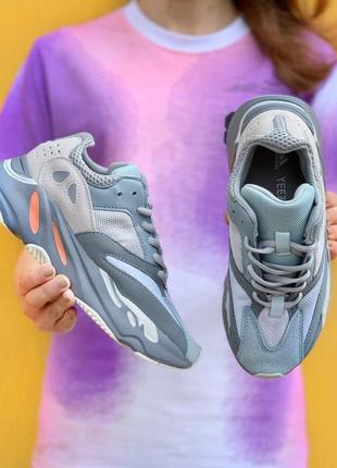 Adidas yeezy boost 700 "inertia"🆕 жіночі кросівки адідас 🆕 сірий/синій4 фото