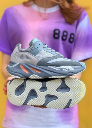 Adidas yeezy boost 700 "inertia"🆕 жіночі кросівки адідас 🆕 сірий/синій5 фото