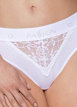 Трусики с широкой резинкой и кружевом passion ps001 panties xl белый ( so4174 ) feromon