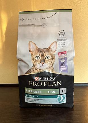 Сухий корм для стерилізованих котів і кішок purina pro plan sterelised adult 1+ з індичкою