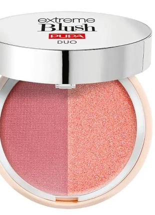 Рум'яна для обличчя pupa extreme blush duo 110 — radiant amarant glow watermelon