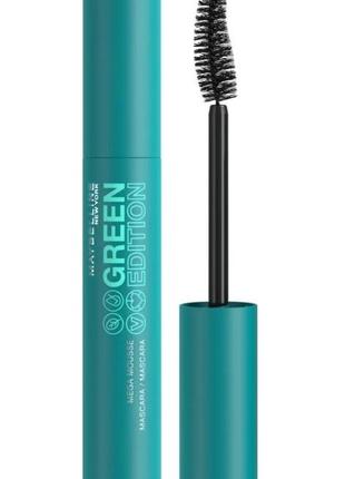 Туш для вій maybelline new york green edition mega mousse mascara 002 — very black