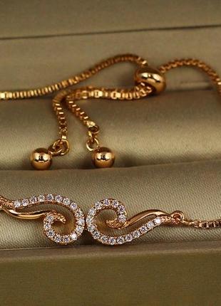 Браслет xuping jewelry регулируемый дафнис и хлоя на бегунке золотистый