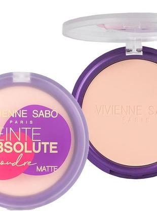 Матова пудра з ефектом оголеної шкіри vivienne sabo mattifying pressed powder teinte absolute matte 01 —4 фото