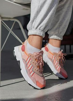 Шикарные кроссовки adidas ozweego pink peach кросівки