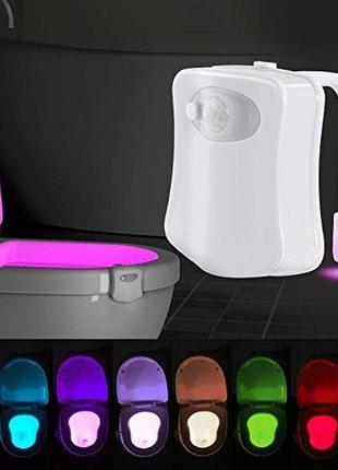 Led-підсвітка light bowl для унітаза з датчиком руху як світильник нічник на 8 кольорів