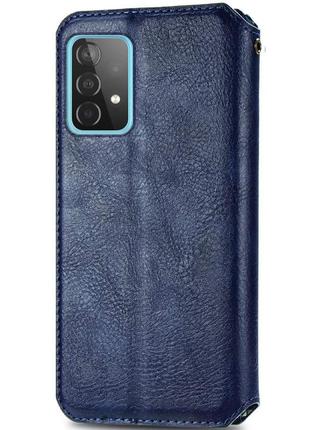 Кожаный чехол книжка getman cubic (pu) для samsung galaxy a23 4g штучна шкіра, слот для візитки, синій2 фото