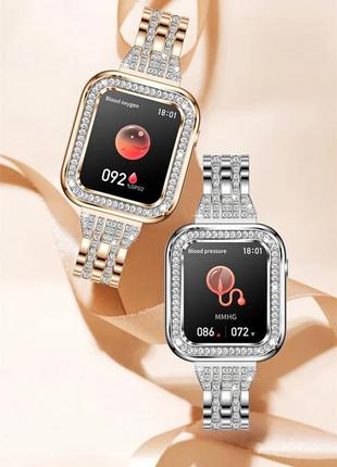 Жіночі сенсорні розумні смартгодинники smart watch lg551 золотисті. фітнес-браслет трекер із тонометром4 фото