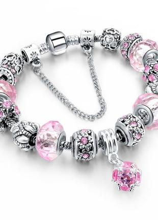Браслет "пандора стиль" розовый