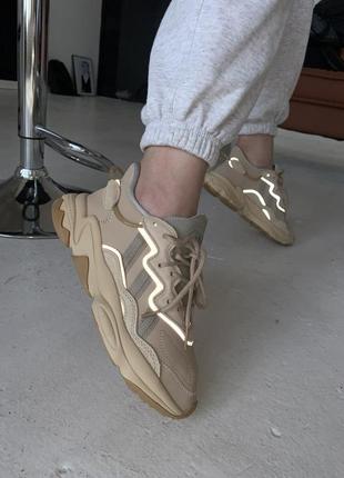 Шикарные кроссовки adidas ozweego nude beige кросівки