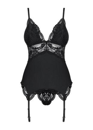 Obsessive 810-cor-1 corset & thong black l/xl5 фото