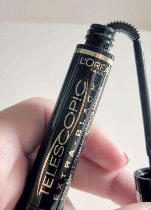 Тушь для ресниц l’oreal telescopic extra-black extra black (черная)4 фото