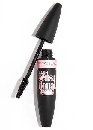 Туш для вій maybelline new york lash sensational luscious waterproof black (чорний)