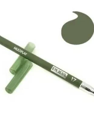 Карандаш для глаз pupa multiplay triple-purpose eye pencil 17 - elm green (древесно-зеленый)3 фото