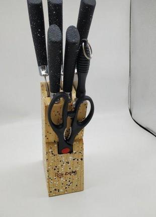 Набор ножей rainberg rb-8806 на 8 предметов с ножницами + подставка4 фото