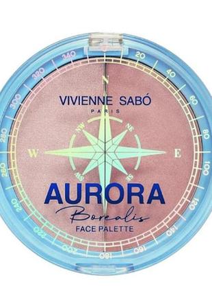 Палітра для скульптурування обличчя vivienne sabo aurora borealis face palette 01 — рум'яна + хайлайтер1 фото