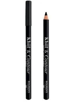 Карандаш для век bourjois khol and contour extra-long wear 001 - noir (черный), new