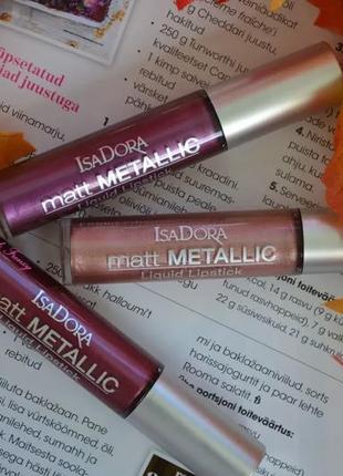 Жидкая помада для губ isadora matt metallic lipstick 82 - copper chrome6 фото