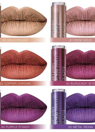 Жидкая помада для губ isadora matt metallic lipstick 82 - copper chrome5 фото